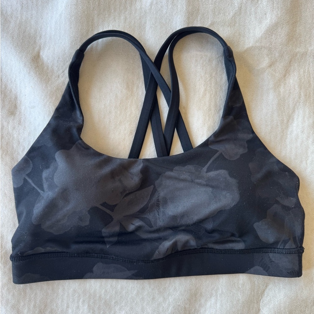 lululemon Energy Sports Bra Medium Support Black Floral